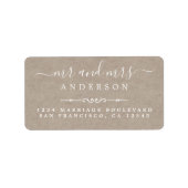 Script Kraft Paper Wedding Rücksendeadresse Adressaufkleber (Vorne)