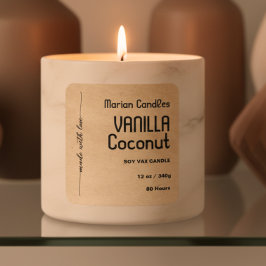 Script kraft Personalisiert Candle Label Quadratischer Aufkleber