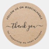  Script kraft thank you social handle  Runder Aufkleber (Vorderseite)