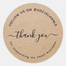  Script kraft thank you social handle  Runder Aufkleber