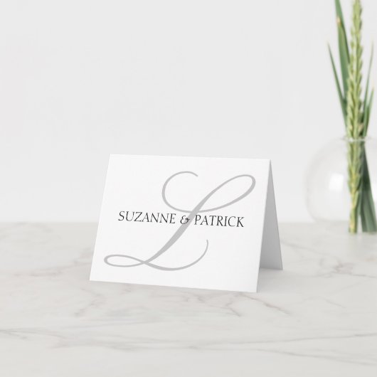 Script L Monogram Notecard (Silver / Black) (Vorderseite)