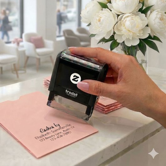 Script Lash Tech Name Return Address Phone Permastempel