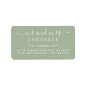 Script Laurel Green Wedding Rücksendeadresse Adressaufkleber (Vorne)