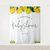 Script Lemon Baby Shower Foto Stand Hintergrund Wandteppich (Vorderseite)