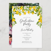 Script Lemons Blossom Foto Graduation Party Einladung (Vorne/Hinten)