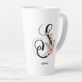 Script Letter S Alphabet Floral Monogram Blume Milchtasse (Rechte Ecke)