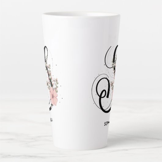 Script Letter S Alphabet Floral Monogram Blume Milchtasse (Vorderseite)