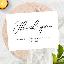 Script Lettering Black & White Wedding Vielen Dank Dankeskarte