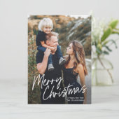 Script Lettering Frohe Weihnachten 2 Foto (Stehend Vorderseite)