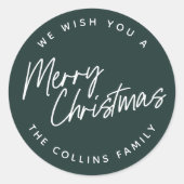 Script Lettering Frohe Weihnachten Runder Aufkleber (Vorderseite)