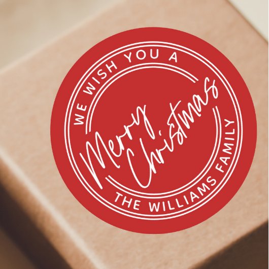 Script Lettering Frohe Weihnachten Runder Aufkleber