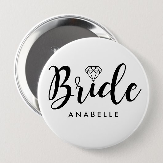 Script Letters "Bride" Personalisiert Button (Vorne & Hinten)