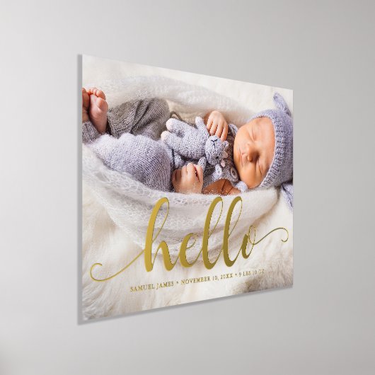 Script Letting "Hello" Baby Foto Foliendrucke (Ablage )