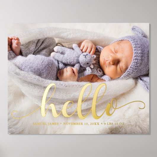 Script Letting "Hello" Baby Foto Foliendrucke (Vorderseite)