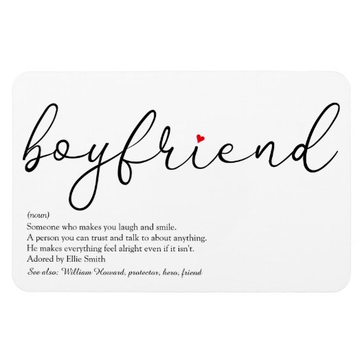 Script Liebe Herz Freund Definition Magnet (Horizontal)