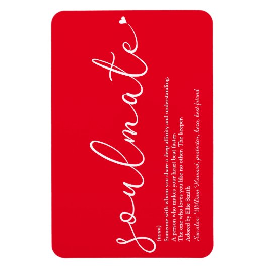 Script-Liebe Herz Soulmate Definition Rot Magnet (Vertikal)