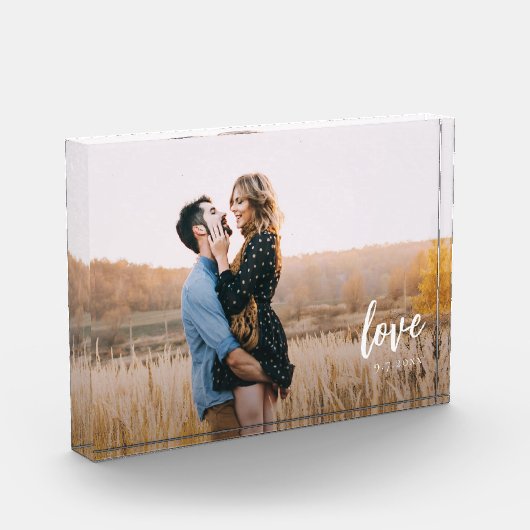 Script-Liebe Personalisierte Paare Fotoblock (Links)