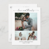 Script-Liebe und Dank 3 Foto Hochzeit Vielen Dank Postkarte (Vorne/Hinten)