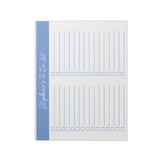 Script Light Blue 8.5x11 Two Column Checklist Notizblock (Rotiert)
