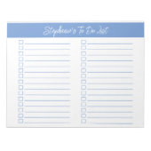 Script Light Blue 8.5x11 Two Column Checklist Notizblock (Vorderseite)