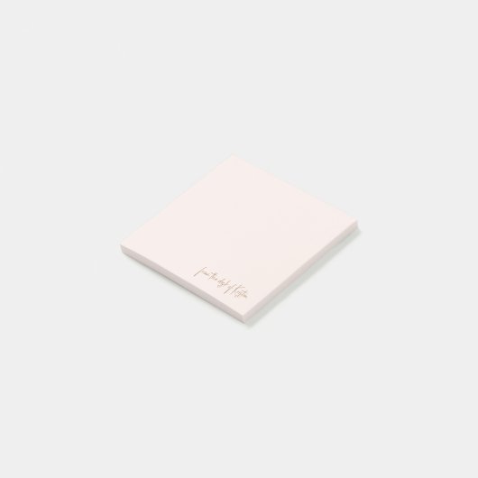 Script Light Blush the Desk of Individuelle Name Post-it Klebezettel (angewinkelt)