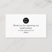 Script Logo Thank You Card for Your Support Busine Visitenkarte (Rückseite)