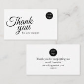 Script Logo Thank You Card for Your Support Busine Visitenkarte (Vorne/Hinten)