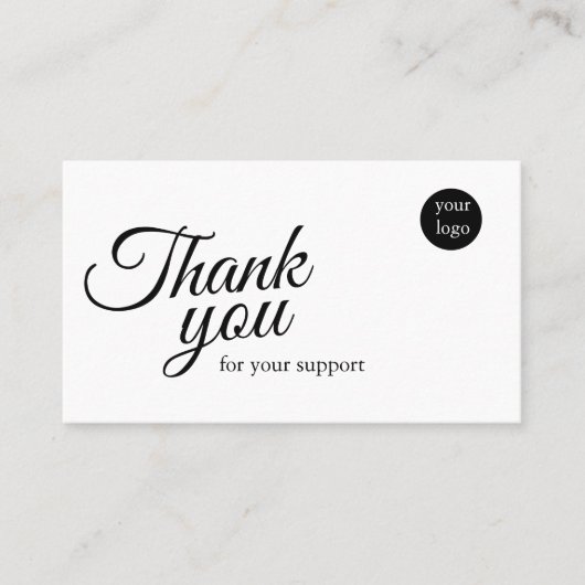 Script Logo Thank You Card for Your Support Busine Visitenkarte (Vorderseite)