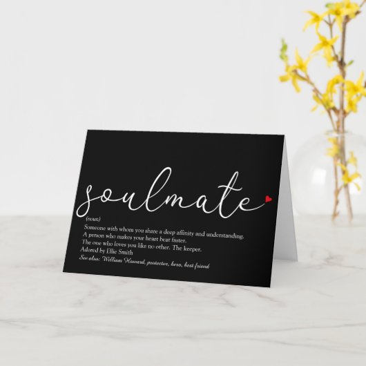 Script Love Heart Soulmate Definition Karte (Gelbe Blume)