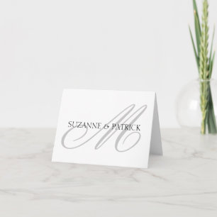 Script M Monogramm Notizkarte (Silber / Schwarz) Dankeskarte