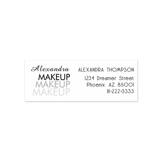 Script Makeup Studio Name Return Address Phone Permastempel (Design)