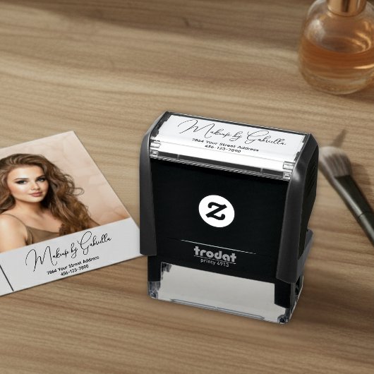 Script Makeup Studio Name Return Address Phone Permastempel