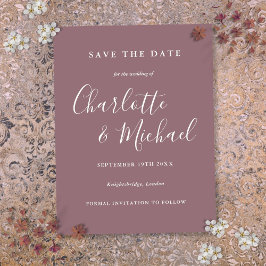 Script Mauve Wedding Save the Date Card Postkarte
