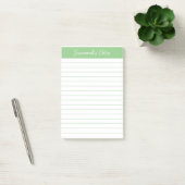 Script Medium Sage Green Lined Personalized Post-it Klebezettel (Büro)