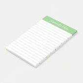 Script Medium Sage Green Lined Personalized Post-it Klebezettel (angewinkelt)