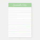 Script Medium Sage Green Lined Personalized Post-it Klebezettel (Vorderseite)
