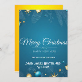 Script Merry Christmas Blue Weihnachtskarte Einladung