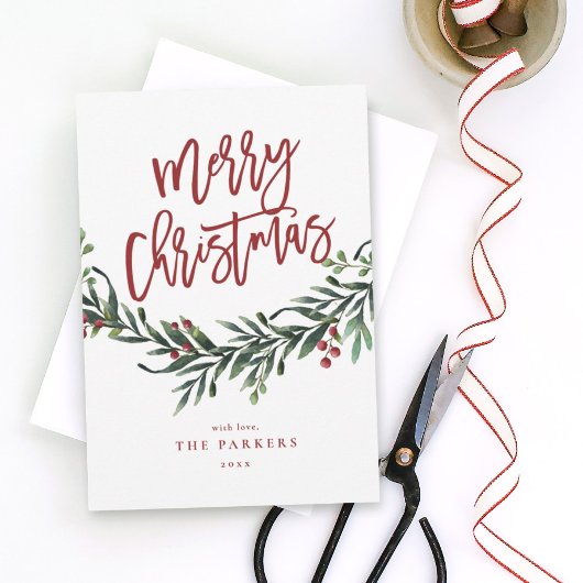 Script Merry Christmas Branch Business Holiday Einladung