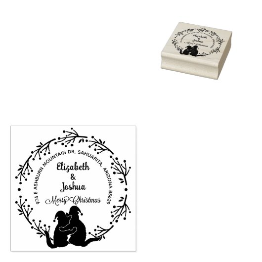 Script Merry Christmas Cat Rücksendeadresse Gummistempel (Stempel)