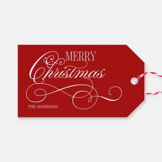 Script Merry Christmas Holiday Geschenkanhänger (Vorderseite (Horizontal))