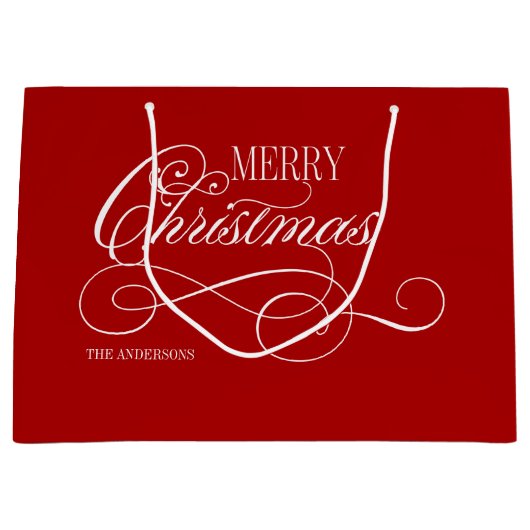 Script Merry Christmas Holiday Große Geschenktüte (Vorderseite)