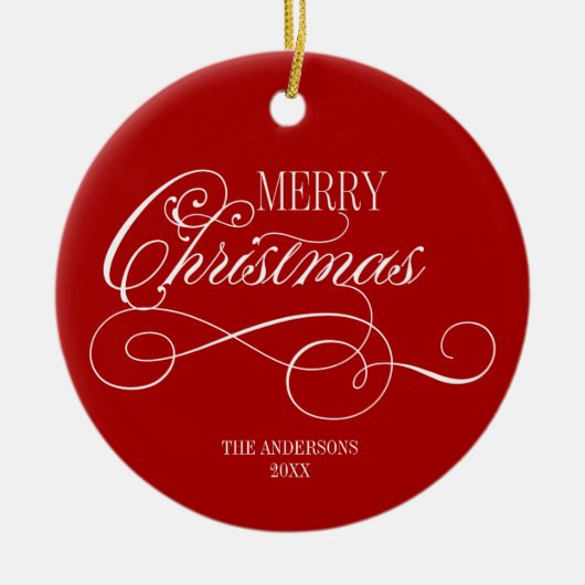 Script Merry Christmas Holiday Keramik Ornament (Vorne)