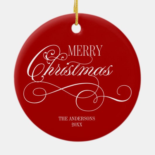 Script Merry Christmas Holiday Keramik Ornament (Hinten)