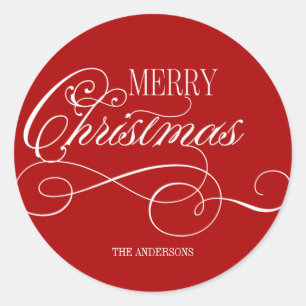 Script Merry Christmas Holiday Runder Aufkleber