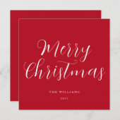 Script Merry Christmas Red Feiertagskarte (Vorne/Hinten)