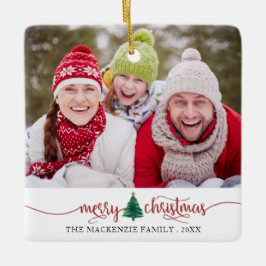 Script Merry Christmas Tree Red Green 2 Foto Keramikornament