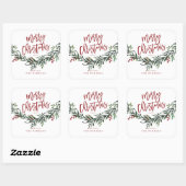 Script Merry Christmas Watercolor Quadratischer Aufkleber (Blatt)