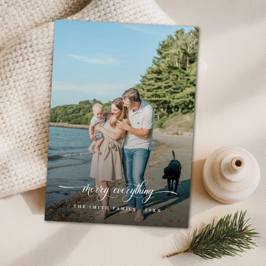 Script Merry Everything Coastal Weihnachts-Foto Feiertagskarte