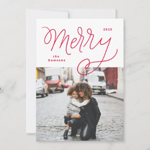 Script Merry Fun Bold Holiday Card Feiertagskarte
