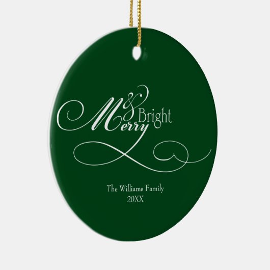 Script Merry und Bright Holiday Keramik Ornament (Rechts)